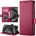 BaiFu Honor Magic5 Lite için Kılıf Deri Cüzdan Destek Çubuğu Manyetik Kapatma Kart Yuvaları Onur Magic5 Lite için Saklama Alanı - Kırmızı