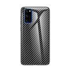 BaiFu Huawei Honor V30/View 30/View 30 Pro Kılıf Karbon fiber Şeffaf Temperli Cam Kapak Kılıf Huawei Honor V30/View 30/View 30 Pro ile Uyumlu (Siyah Elyaf)