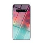 BaiFu LG V60 ThinQ 5G/LG G9 için Çok Renkli Kılıf Degrade Şeffaf Temperli Cam Kapak Kılıf LG V60 ThinQ 5G/LG G9 ile Uyumlu (Renk: Yıldızlı)