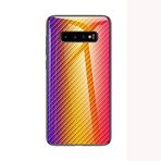 BaiFu Samsung Galaxy S10 Lite Kılıf Karbon fiber Şeffaf Temperli Cam Kılıf Samsung Galaxy S10 Lite ile Uyumlu (Altın Elyaf)