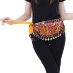 Bailinks Payetli oryantal dans kalça şalı, şifon sarma etek, madeni paralı, oryantal dans, yoga kursları ve performanslar için - oryantal dans kalça kemeri kadınlar için, Turuncu., 150 cm/59 Zoll