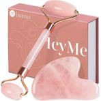 Baımeı Çift Taraflı Cilt Masaj Aleti Rose Quartz Roller &amp; Gua Sha Set Kutusu ve Kesesi ile - Çok Renkli