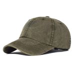 BAJIE Beyzbol Şapkaları Yıkanmış Pamuk Beyzbol Şapkası Erkek Kadın Düz Günlük Spor Şapkası Ayarlanabilir Snapback Baba Şapkası Kamyoncu Şapkası, Ordu Yeşili, Tek Beden