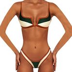 BAJIE Bikini takım elbise Patchwork seksi kadın Bikini mayo Push-Up mayo yüksek bacak tanga kadın Bikini mayo plaj mayo