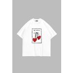 Bak Moda Ma Cherie Baskılı Oversize Unisex Beyaz Tshirt