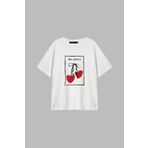 Bak Moda Ma Cherie Baskılı Relaxed Fit Beyaz Kadın Tshirt