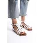 Bak Store Beyaz Gladyatör Kadın Bodrum Sandalet