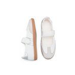 Bak Store Beyaz Gümüş Spor Babet Cırtlı Düz Taban Retro Sneaker Kadın Ayakkabı