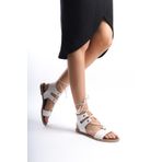 Bak Store Beyaz İpli Gladyatör Kadın Bodrum Sandalet