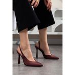 Bak Store Bordo Saten Kadın Topuklu Ayakkabı 10 cm Stiletto
