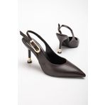 bakacstore Kadın Kahverengi Cilt Tokalı Sivri Şık Topuklu Stiletto Ayakkabı