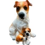 Bakan Yavrulu Anne Kahverengi Köpek Biblo – Polyester Dekoratif Obje (13X11X14 Cm) - 13x11x14cm - Açık Kahverengi
