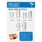 Bakasana 175 Parça Saklama Kutulu Vida ve Dübel Seti - Ev & Atölye Tipi Tamir Seti