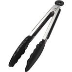 Baker Home Siyah Silikon Uçlu Mutfak Maşası - 23 cm, Asma kilit sistemli paslanmaz çelik sap, Kolay Kavrama, Mangal, Salata, Makarna, Barbekü, Kamp için Uygun