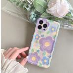 Bakicey iPhone 13 için Cep Telefonu Kılıfı, Aesthetic Yağlı Boya Tablo Çiçekler Dalga Koruyucu Kılıf Mavi Işık TPU Kılıf Birden Fazla Desen Sevimli Darbeye Dayanıklı Kılıf iPhone 13 için, Lila Çiçek