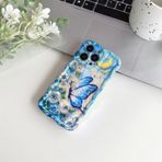 Bakicey iPhone 13 için Cep Telefonu Kılıfı, Aesthetic Yağlı Boya Tablo Çiçekler Dalga Koruyucu Kılıf Mavi Işık TPU Kılıf Birden Fazla Desen Sevimli Darbeye Dayanıklı Kılıf iPhone 13 için, Mavi Kelebek