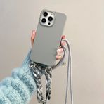 Bakicey iPhone 14 için cep telefonu zinciri kılıf bileklik ile kolye cep telefonu kılıfı naylon omuz askısı silikon kılıf asmak için kordonlu koruyucu kılıf şık bant kılıf iPhone 14 için, gri