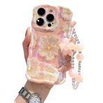 Bakicey iPhone 15 için Cep Telefonu Kılıfı Boncuklu Bileklikli Kılıf, Renkli Vintage Yağlı Boya Tablo Çiçek Kılıfları Parıltılı Lazer Çiçekli Kılıf Kıvırcık Kapak Silikon Koruyucu Kılıf iPhone 15
