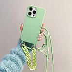 Bakicey iPhone 15 için Cep Telefonu Zinciri Kılıf Kolye Cep Telefonu Kılıfı Naylon Omuz Askısı Sıvı Silikon TPU Kılıf Kordonlu Asmak için Koruyucu Kılıf Şık Bant Kılıf iPhone 15 için - Camgöbeği