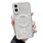 Bakicey iPhone 15 Plus 6,7 inç için manyetik cep telefonu kılıfı, şeffaf kılıf, estetik çiçek desenli tasarım, yumuşak silikon TPU ince darbeye dayanıklı koruyucu kılıf, kız çocukları ve kadınlar için