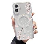 Bakicey iPhone 15 Pro Max 6,7 inç için manyetik cep telefonu kılıfı, şeffaf kılıf, estetik çiçek desenli tasarım, yumuşak silikon TPU ince darbeye dayanıklı koruyucu kılıf, kız çocukları ve kadınlar
