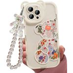 Bakicey iPhone 16 Mini Kılıf Sevimli Çiçek Ayı Cep Telefonu Kılıfı Kristal Kayış Bileklik Ultra İnce Silikon Darbeye Dayanıklı Çizilmeye Dayanıklı Koruyucu Kılıf Kızlar Kadınlar iPhone 16 Mini Case