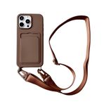 Bakicey iPhone 16 Pro Max ile uyumlu, ultra ince, ayarlanabilir, tek renkli, kart cebi, omuz askısı, silikon TPU kılıf, kolye kapaklı kılıf, iPhone 16 Pro Max için, haki rengi