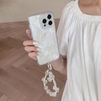 Bakicey iPhone X ile uyumlu, 3D lazer kelebek, çiçek, şeffaf, parıltılı TPU koruyucu kılıf, kristal yay bileklik, çizilmeye karşı dayanıklı, iPhone X için, beyaz