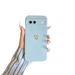 Bakicey Pixel 8 için cep telefonu kılıfı, altın kaplama, aşk simli, esnek, mat silikon kılıf, kadınlar ve kızlar için, sevimli çizilmez, darbeye dayanıklı, Pixel 8 için, mavi