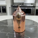 Bakır Center Bakır Saklama Kabı Kaşıklı Bakır Kahve Saklama Kutusu 17*8 cm Bakır Baharat Kutusu Şık Dövme Bakır - 17 x 8 cm