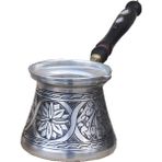 Bakır Concept Bakır Cezve Sedef Kulplu Oyma Nakış İşleme Gümüş Renk 7 Kişilik
