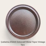Bakır .dövme Dekoratif Metal Tepsi | Modern & Vintage Şık Tasarım 50 cm