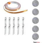 Bakır Folyo Iletken Bant ,CR2032 Lityum Pil ,5mm Beyaz LED Seti – Kağıttan Devre Kit