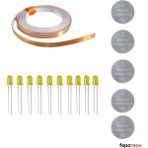 Bakır Folyo Iletken Bant ,CR2032 Lityum Pil ,5mm Sarı LED Seti – Kağıttan Devre Kit