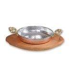 Bakir Sahan Ve Ahsap Altlik 18 Cm