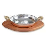 Bakir Sahan Ve Ahsap Altlik 22 Cm