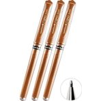 Bakır Yaldız İmza Kalemi 3 Adet Uniball Signo Broad 1.0 Mm Roller Pilot Kalem Um-153 Yaldızlı Davetiye Kalemi Mürekkepli