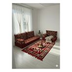 BAKIRÖZÜ HOME 20 cm Kalınlıklı Şark Köşesi Takımı - 70x190 + 70x95 Anadolu Kırmızı Desenli Minder Seti