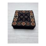 BAKIRÖZÜ HOME Lacivert Buhara Modeli Çökmeyen Süngerli Şark Köşesi Orta Sehpa (60 x 60 x 20 cm)