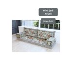 BAKIRÖZÜ HOME Mini Şark Köşesi Takımı Gri Anadolu 5 Parça Süngerli 2 Kolluklu Sedir Seti