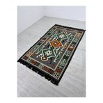 BAKIRÖZÜ HOME Pamuk Polyester Karışımlı Modern Otantik Kilim - Anadolu Gri Modeli Yıkanabilir Kilim