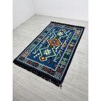 Bakırözü Home Pamuk Polyester Karışımlı Modern Otantik Kilim - Anadolu Mavi Modeli Yıkanabilir Kilim - 120 x 180 cm