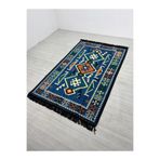 BAKIRÖZÜ HOME Pamuk Polyester Karışımlı Modern Otantik Kilim - Anadolu Mavi Modeli Yıkanabilir Kilim