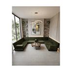 BAKIRÖZÜ HOME Premium Kadife Kumaş, Konforlu Yer Kanepesi ,Modüler Şark Köşesi Takımı - Yeşil- U SET