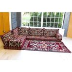 BAKIRÖZÜ HOME Şark Köşesi Odası Takımı Konsepti Bordo Anadolu Modeli Koltuk Takımı Sünger Dahil (10 Parça)