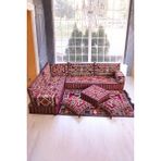 BAKIRÖZÜ HOME Şark Köşesi Takımı Bordo Anadolu Modeli 13 Parça (20 CM MİNDER KALINLIĞI)