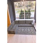 BAKIRÖZÜ HOME Şark Köşesi Takımı Konsepti Yahyalı Gri Modeli Koltuk Takımı Sünger Dahil (10 Parça)