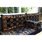 BAKIRÖZÜ HOME Şark Köşesi Takımı ,oturma Grubu Minderi Takımı (sünger Dahil) Lacivert Buhara Modeli (4 Parça)