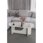 Baksan Liora Bej Oval Orta Sehpa – 104*54Cm Minimal Modern Tasarım