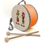 Baksepete Isimli_karagöz Hacivat Baskılı, Gerçek Deri Oyuncak Çocuk Davulu, Turuncu